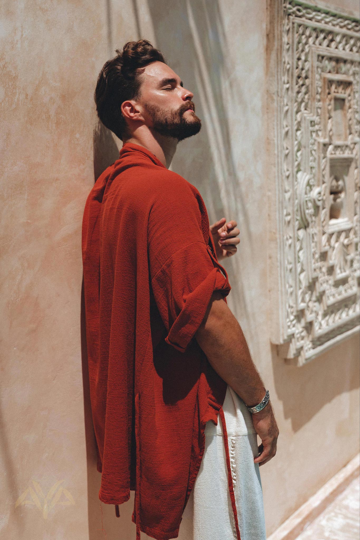 Red Tribal Kimono Robe for Men - AYA SW IDR