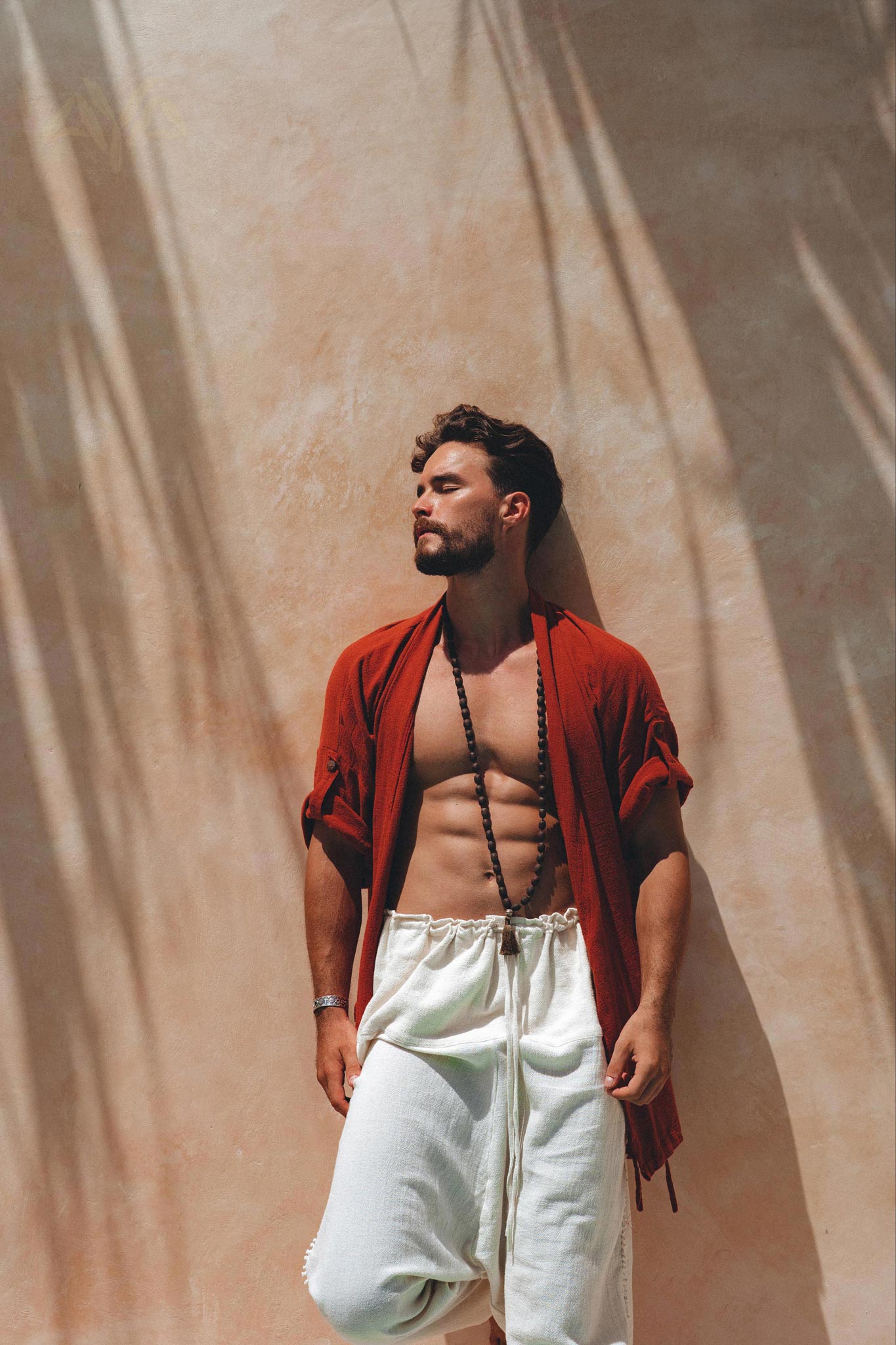 Red Tribal Kimono Robe for Men - AYA SW IDR