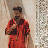 Red Tribal Kimono Robe for Men - AYA SW IDR