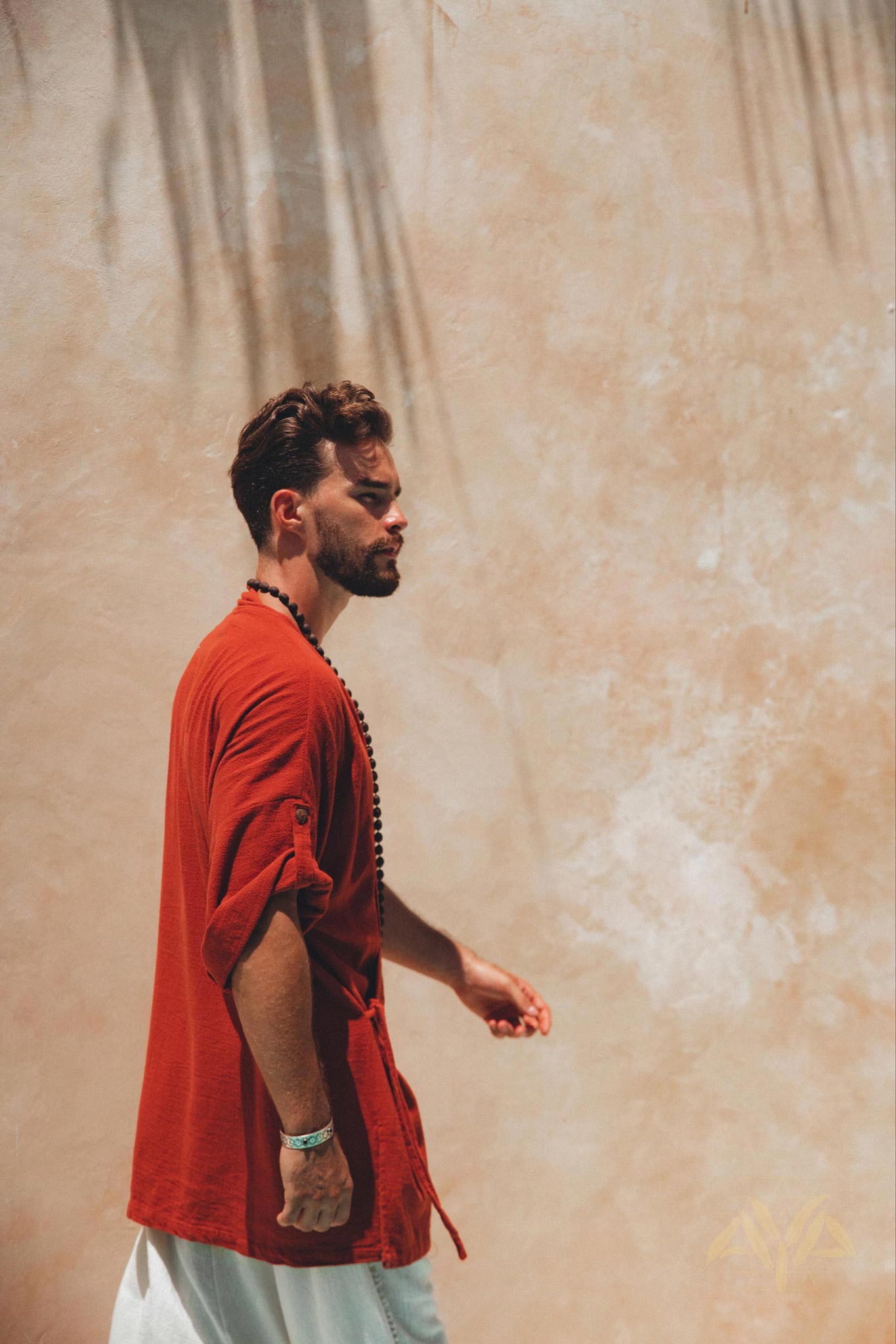 Red Tribal Kimono Robe for Men - AYA SW IDR
