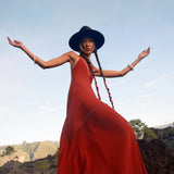 Chic Embroidered A Line Dress: Step out in style with this chic red wine A line dress featuring delicate hand embroidery. Its unique design adds a touch of artistry to your ensemble. 