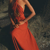 Need a beach guest style? Reach for this beautiful open back & open belly organic bohemian inspired red wine dress. 