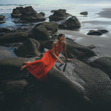  Boost your boho goddess look with this adjustable red wine dress. Open back & open belly for a sexy beach guest style. 