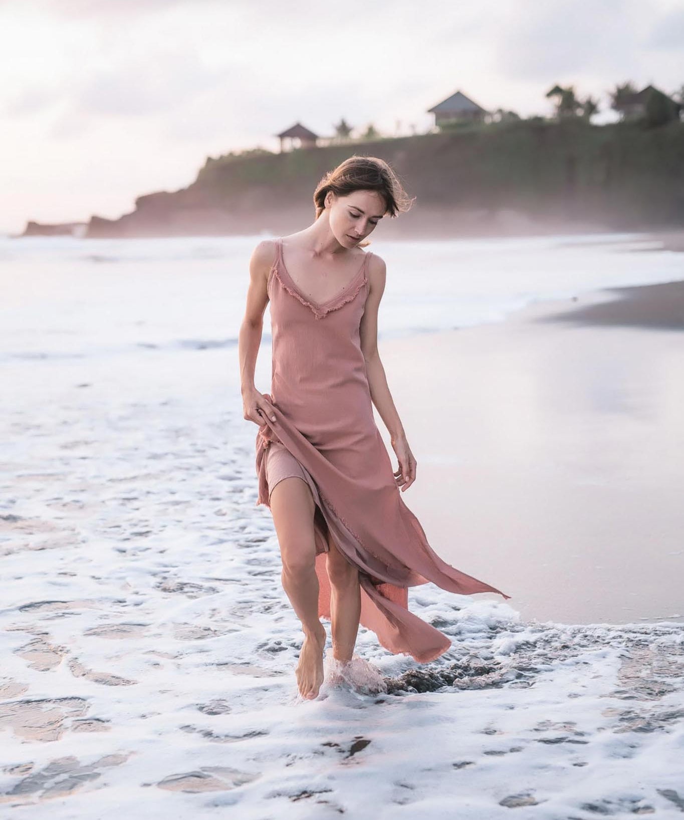 Rose Bridesmaid Dress • Midi Pink Casual Dress - AYA SW IDR