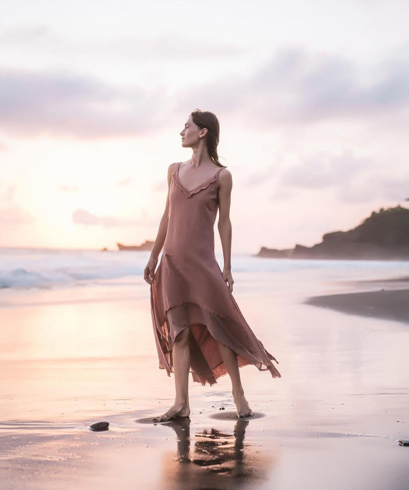 Rose Bridesmaid Dress • Midi Pink Casual Dress - AYA SW IDR