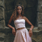 Boho Corset and Skirt for Women, Baby Pink Bustier Top and Maxi Skirt - AYA Sacred Wear