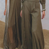Sage Ambrosia Set Top and Pants • Adjustable Crop Top & Trousers • Boho Casual Set for Women - AYA SW IDR