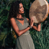 Sage Colour Organic Boho Bridesmaid Dress Hand Loomed - AYA SW IDR