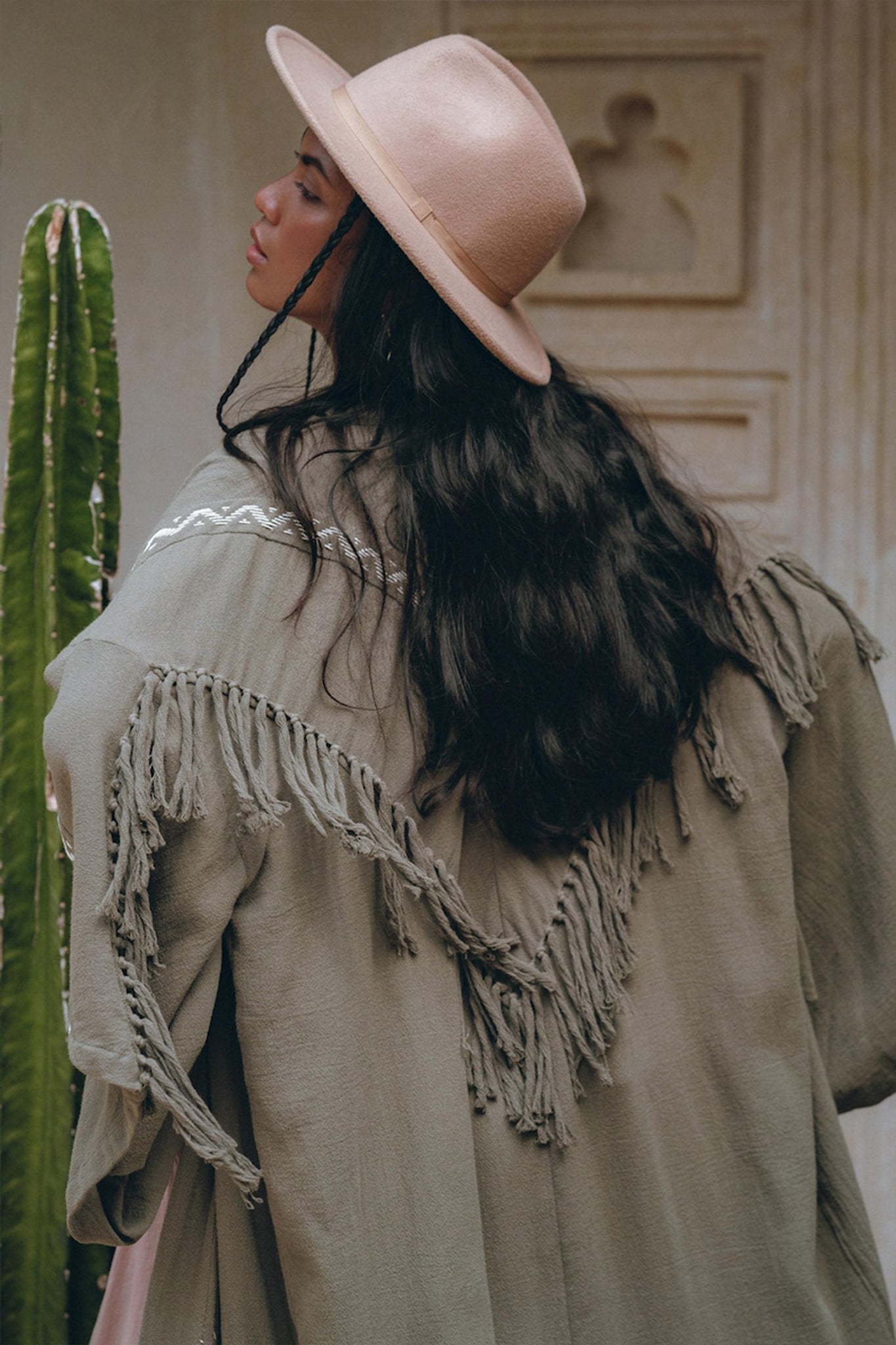 Sage Colour Organic Cotton Poncho Cape • Bohemian Cardigan Women - AYA SW IDR