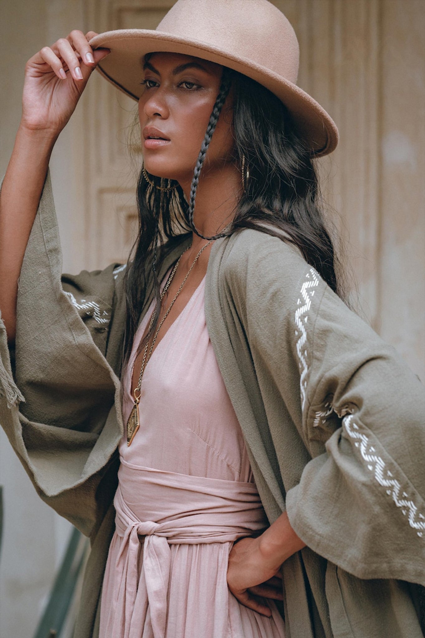 Sage Colour Organic Cotton Poncho Cape • Bohemian Cardigan Women - AYA SW IDR