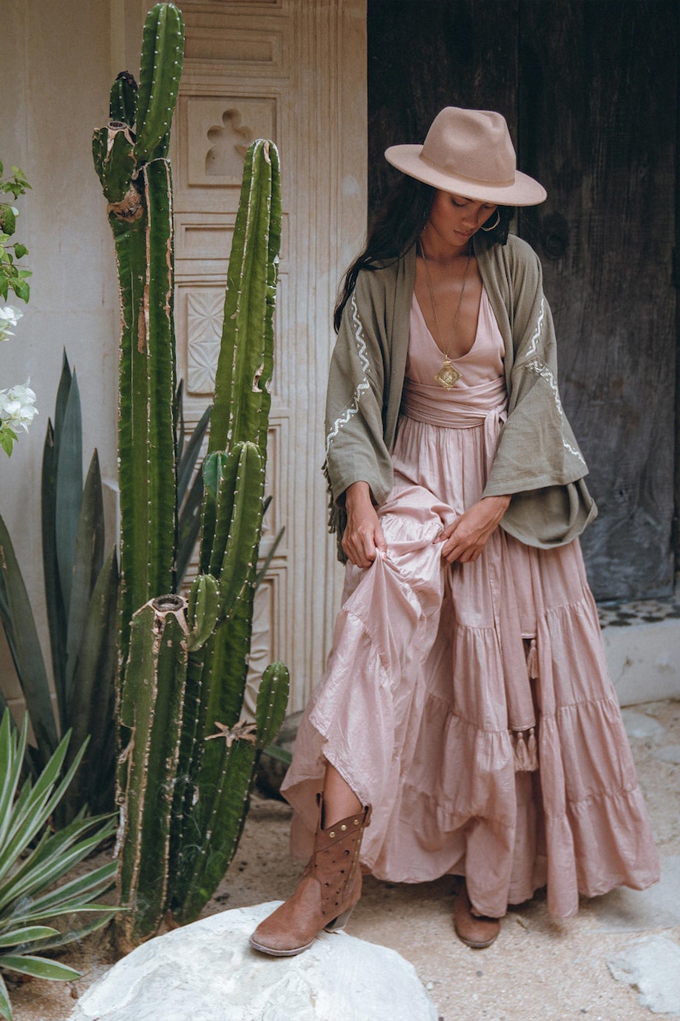 Sage Colour Organic Cotton Poncho Cape • Bohemian Cardigan Women - AYA SW IDR