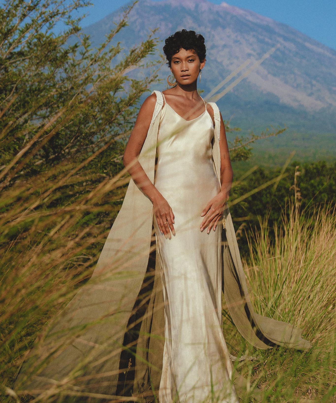 Sage Green Athena Cape • Ombré Boho Long Robe for Women • Multiway Robe Dress - AYA SW IDR