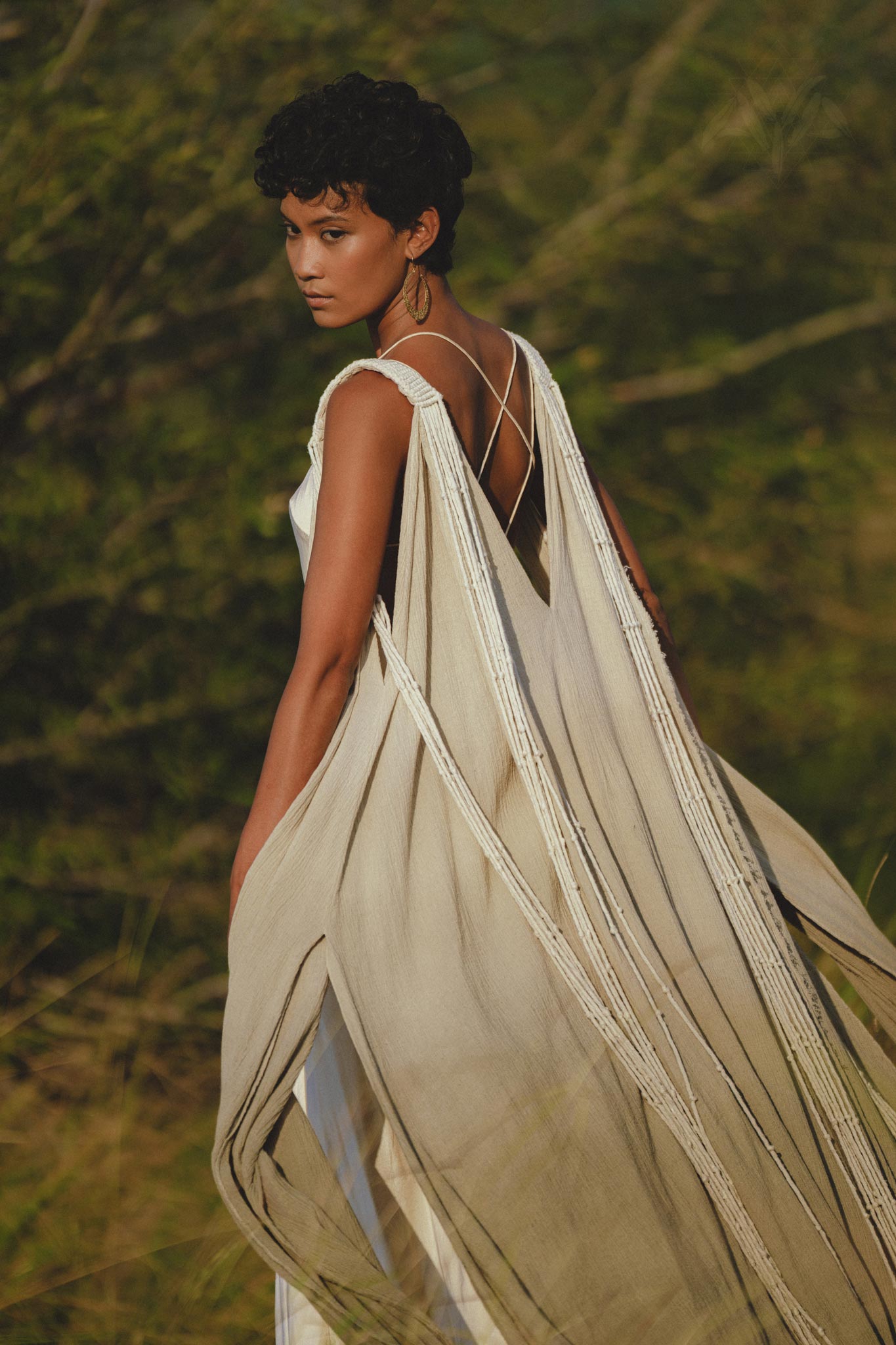 Sage Green Athena Cape • Ombré Boho Long Robe for Women • Multiway Robe Dress - AYA SW IDR