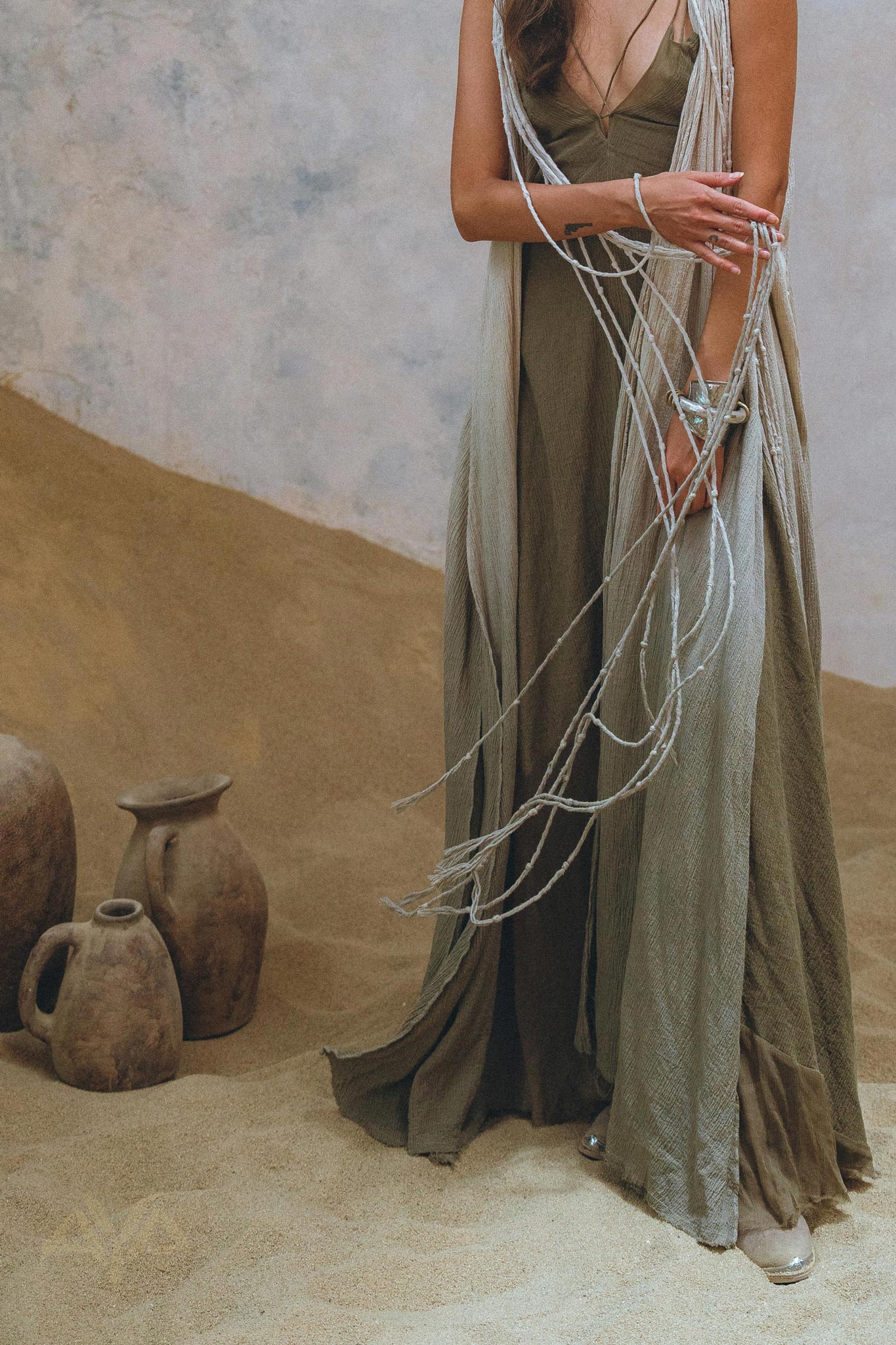 Sage Green Athena Cape • Ombré Boho Long Robe for Women • Multiway Robe Dress - AYA SW IDR