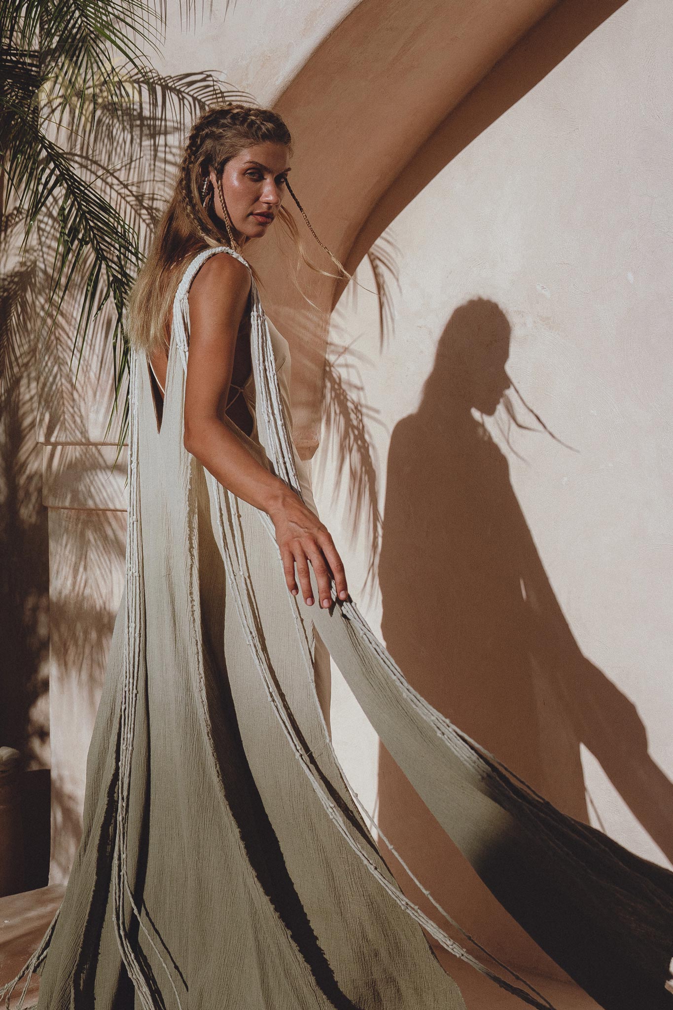 Sage Green Athena Cape • Ombré Boho Long Robe for Women • Multiway Robe Dress - AYA SW IDR