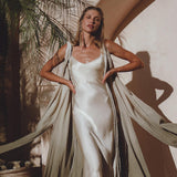 Sage Green Athena Cape • Ombré Boho Long Robe for Women • Multiway Robe Dress - AYA SW IDR
