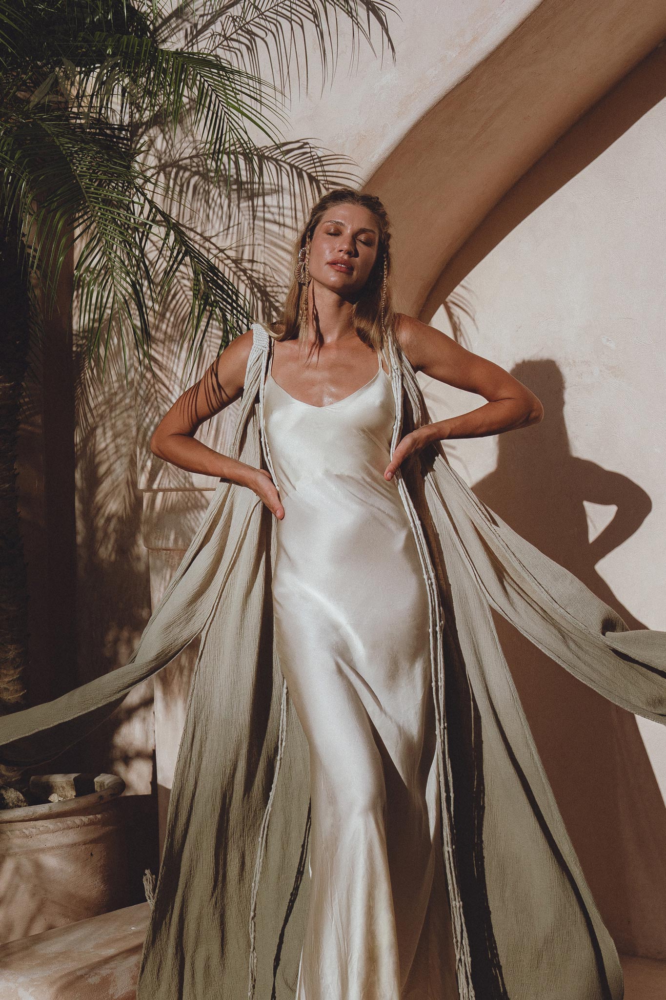 Sage Green Athena Cape • Ombré Boho Long Robe for Women • Multiway Robe Dress - AYA SW IDR
