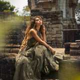 Sage Green Bohemian Adjustable Dress • Evening Open Back Belly Dress - AYA SW IDR