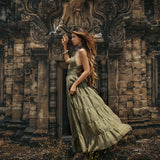 Sage Green Bohemian Adjustable Dress • Evening Open Back Belly Dress - AYA SW IDR