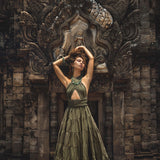 Sage Green Bohemian Adjustable Dress • Evening Open Back Belly Dress - AYA SW IDR