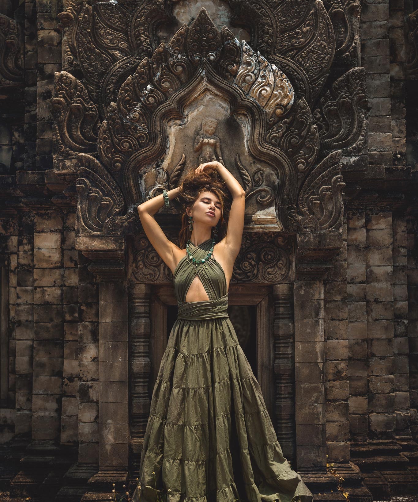 Sage Green Bohemian Adjustable Dress • Evening Open Back Belly Dress - AYA SW IDR