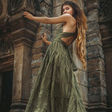 Sage Green Bohemian Adjustable Dress • Evening Open Back Belly Dress - AYA SW IDR