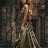 Sage Green Bohemian Adjustable Dress • Evening Open Back Belly Dress - AYA SW IDR