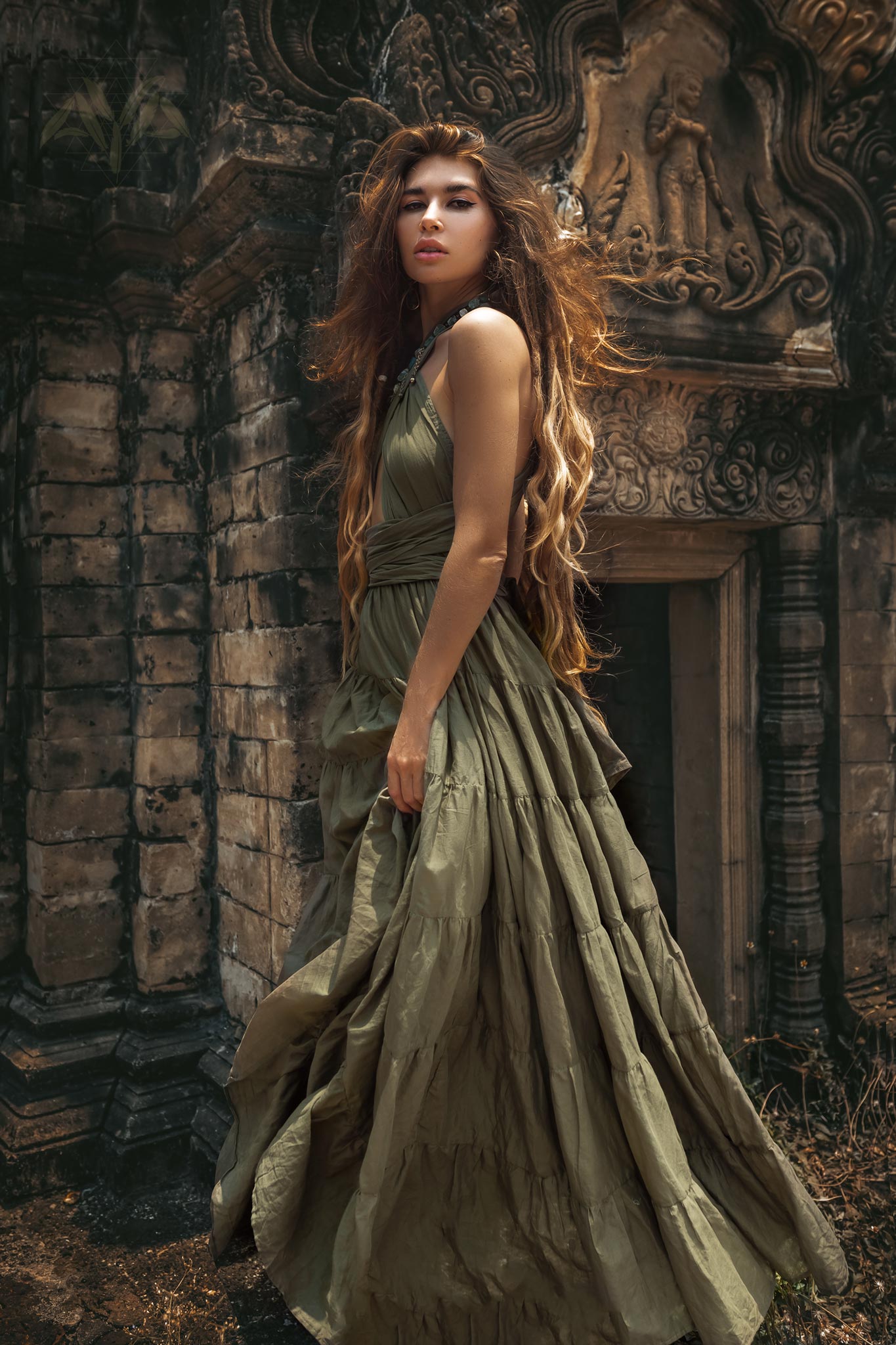 Sage Green Bohemian Adjustable Dress • Evening Open Back Belly Dress - AYA SW IDR