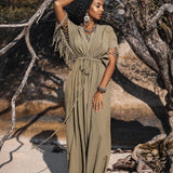 Sage Green Boho Dress • Plus Size Dress for Women • Kaftan Maxi Dress - AYA SW IDR