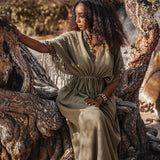 Sage Green Boho Dress • Plus Size Dress for Women • Kaftan Maxi Dress - AYA SW IDR