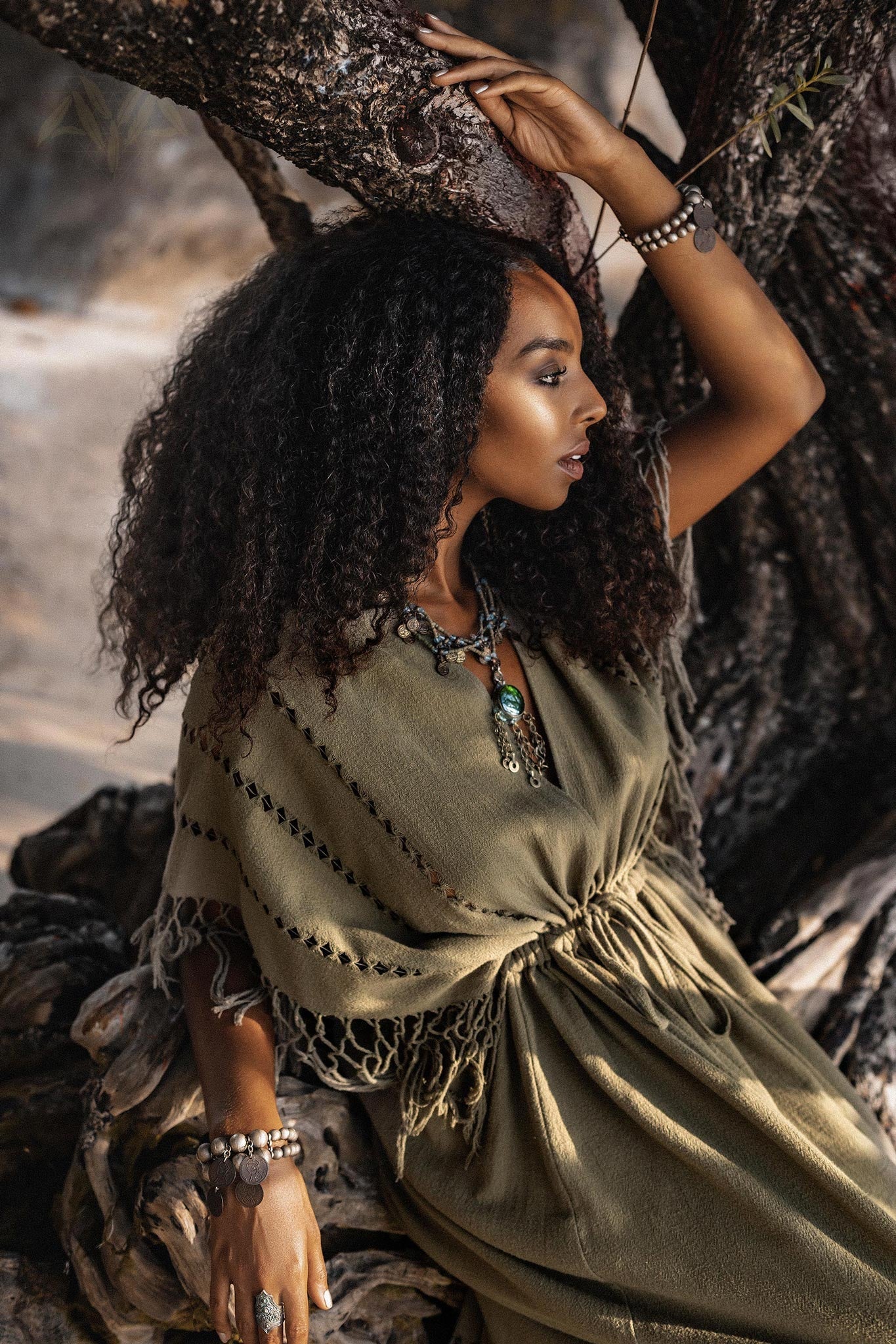 Sage Green Boho Dress • Plus Size Dress for Women • Kaftan Maxi Dress - AYA SW IDR