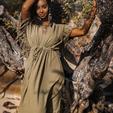 Sage Green Boho Dress • Plus Size Dress for Women • Kaftan Maxi Dress - AYA SW IDR