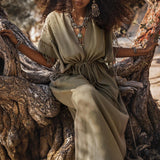 Sage Green Boho Dress • Plus Size Dress for Women • Kaftan Maxi Dress - AYA SW IDR