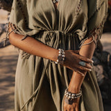 Sage Green Boho Dress • Plus Size Dress for Women • Kaftan Maxi Dress - AYA SW IDR