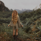 Sage Green Hand Knotted Jumpsuit • Mini Organic Jumpsuit • Romper Dress - AYA SW IDR