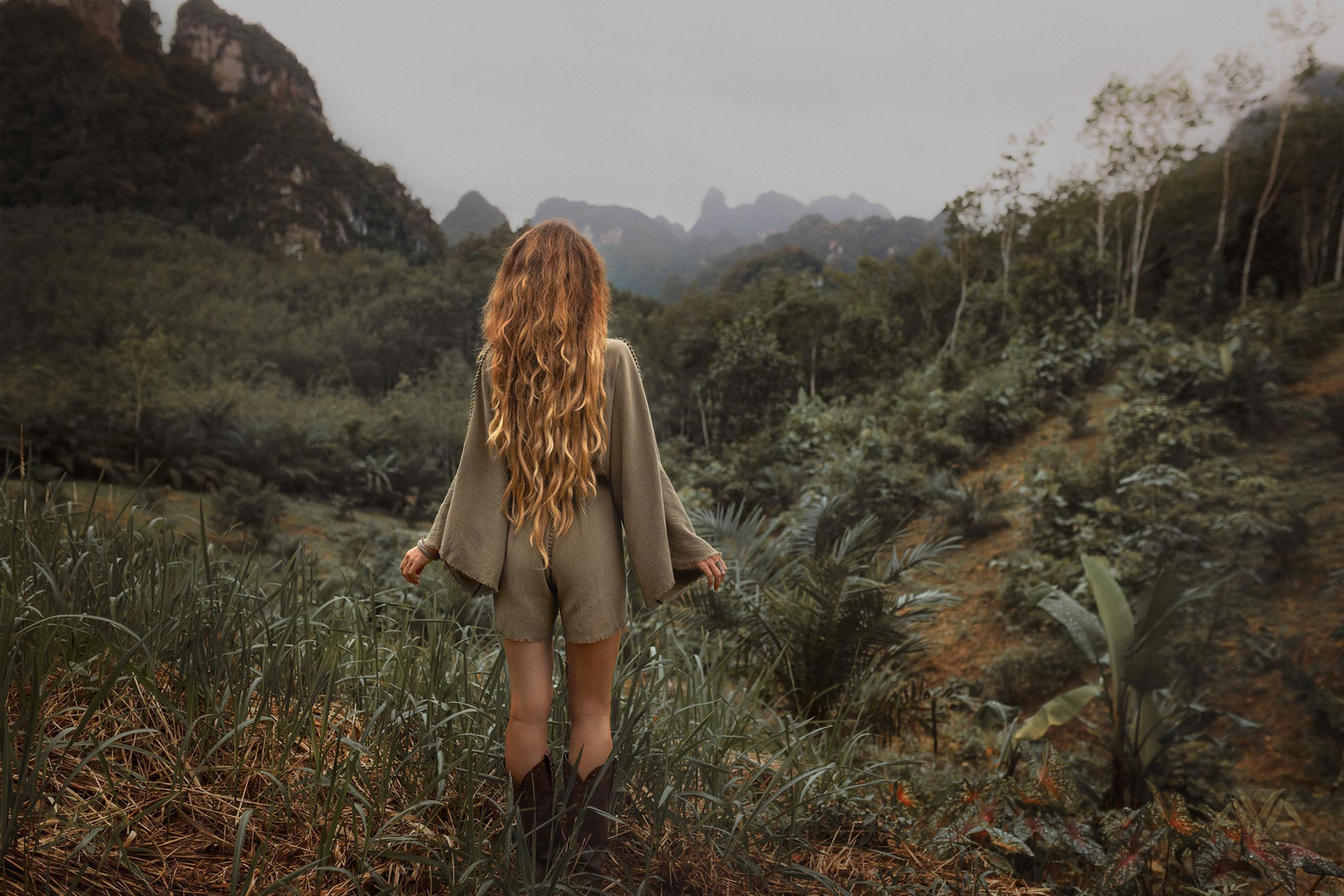 Sage Green Hand Knotted Jumpsuit • Mini Organic Jumpsuit • Romper Dress - AYA SW IDR