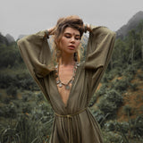 Sage Green Hand Knotted Jumpsuit • Mini Organic Jumpsuit • Romper Dress - AYA SW IDR