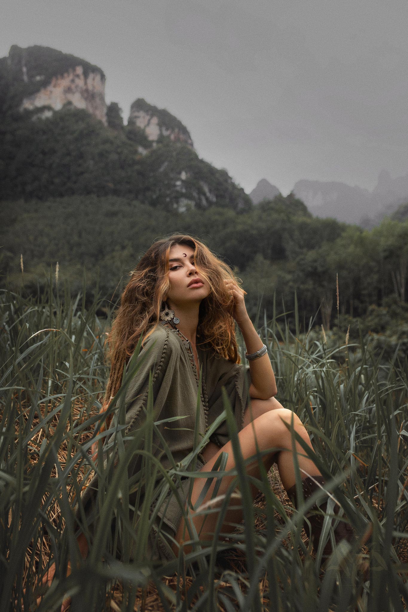 Sage Green Hand Knotted Jumpsuit • Mini Organic Jumpsuit • Romper Dress - AYA SW IDR
