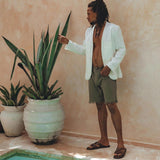 Sage Green Handwoven Cotton Shorts for Men - AYA SW IDR