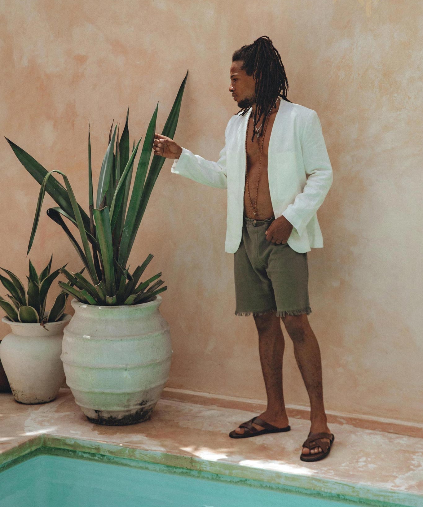 Sage Green Handwoven Cotton Shorts for Men - AYA SW IDR