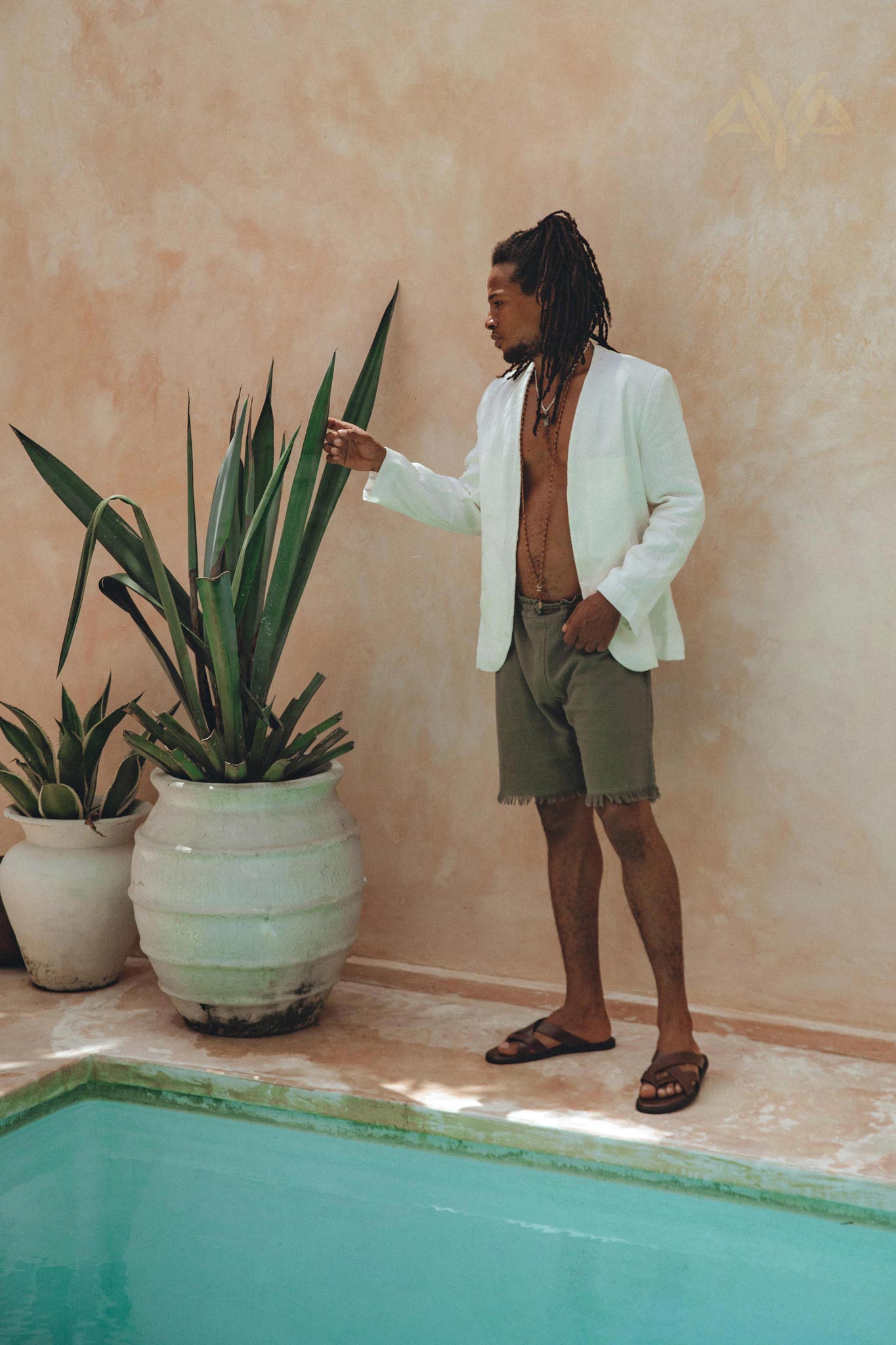 Sage Green Handwoven Cotton Shorts for Men - AYA SW IDR