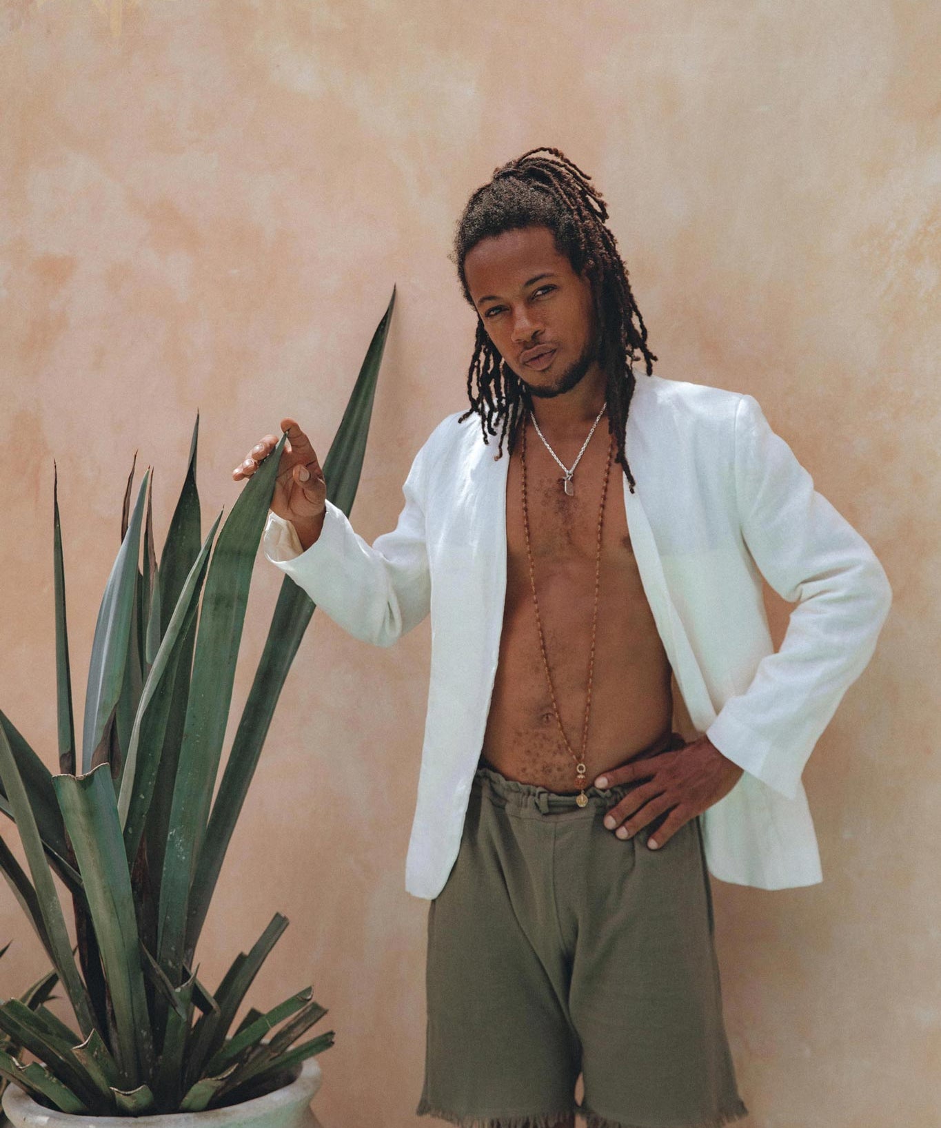 Sage Green Handwoven Cotton Shorts for Men - AYA SW IDR