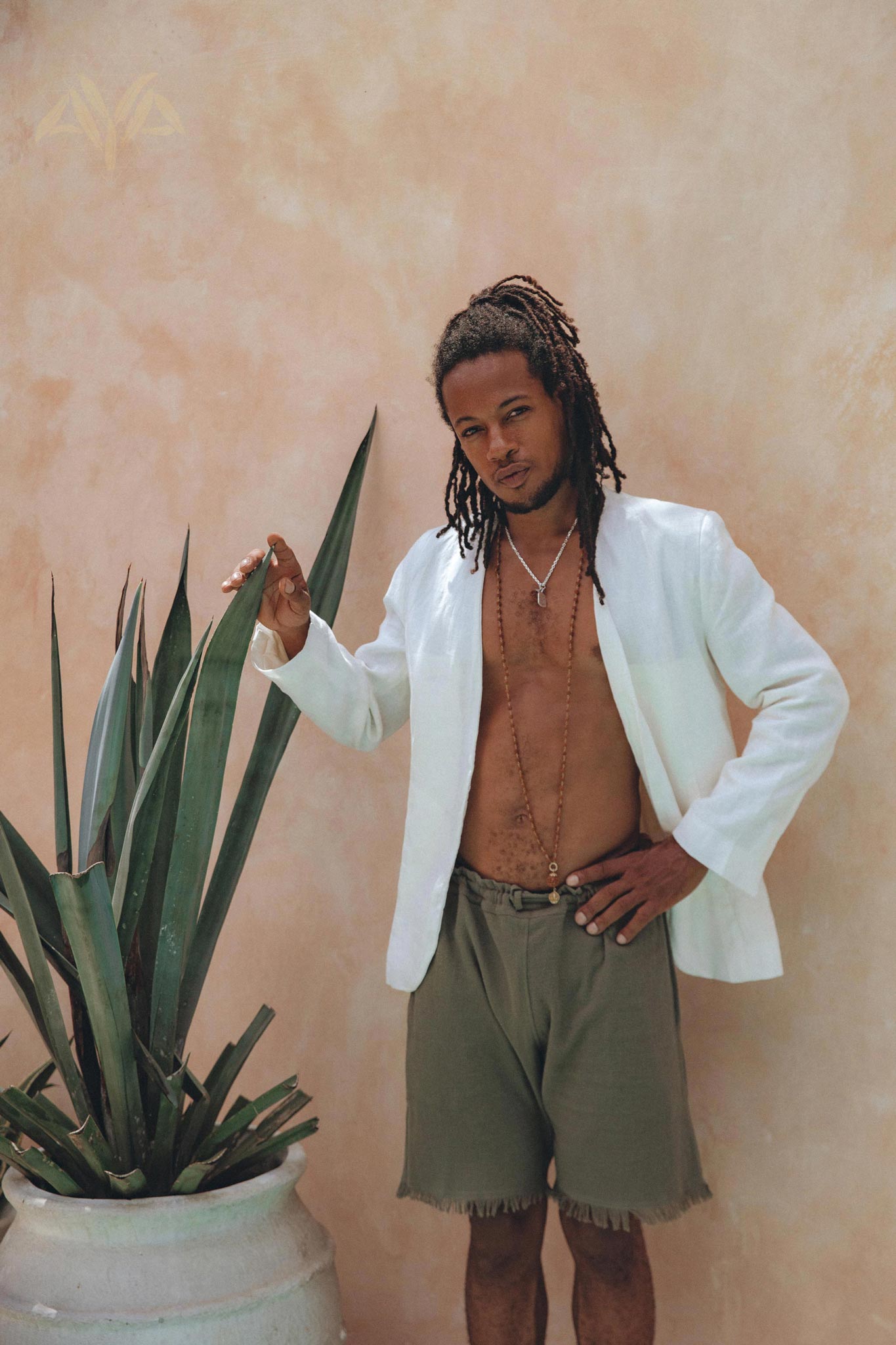 Sage Green Handwoven Cotton Shorts for Men - AYA SW IDR