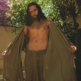 Sage Green Raw Cotton Minimalist Poncho for Men - AYA SW IDR