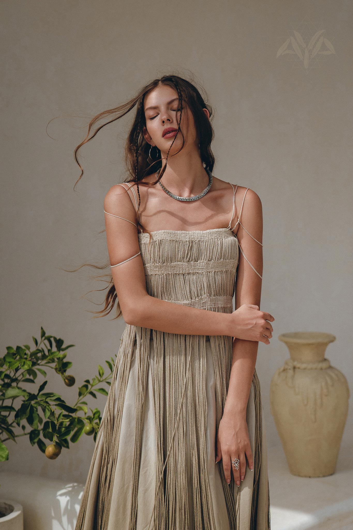 Sage Green Tribal Goddess Slip Over • Ethnic Handwoven Macrame Layer Up Sheer Net - AYA SW IDR