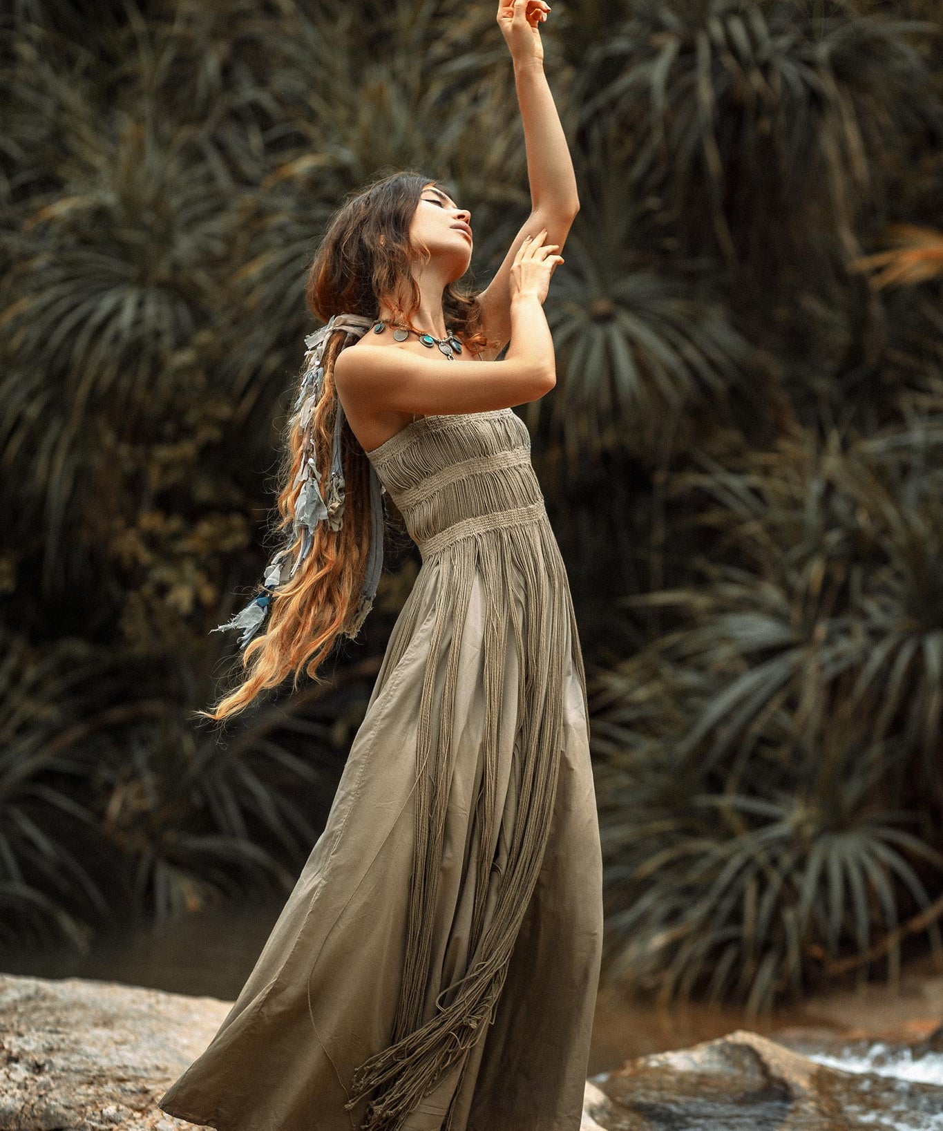 Sage Green Tribal Goddess Slip Over • Ethnic Handwoven Macrame Layer Up Sheer Net - AYA SW IDR