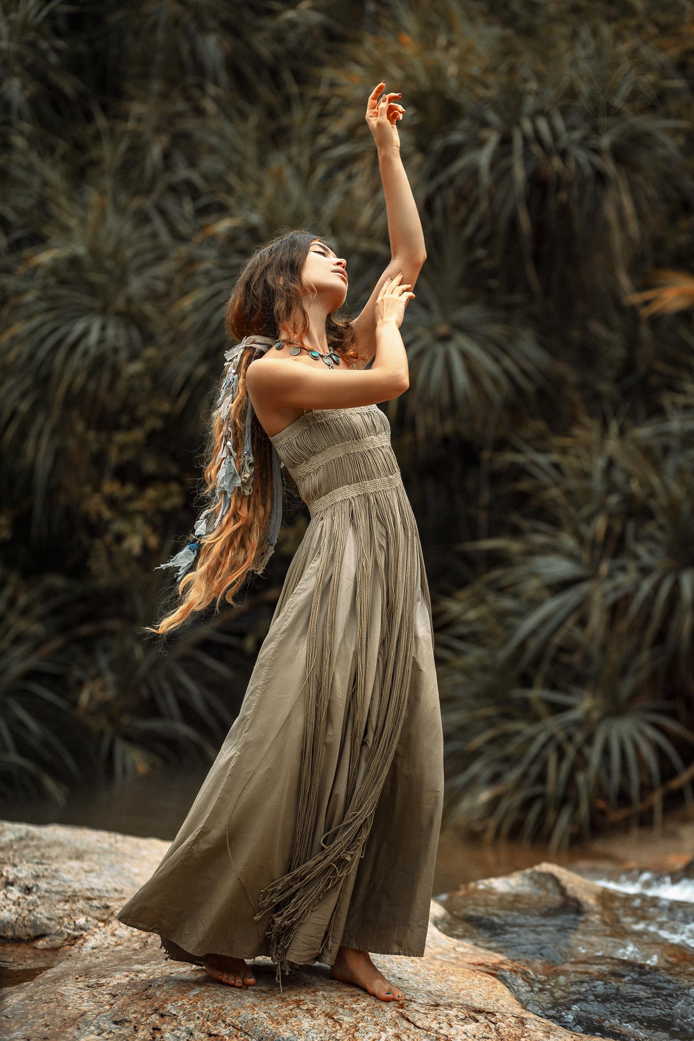 Sage Green Tribal Goddess Slip Over • Ethnic Handwoven Macrame Layer Up Sheer Net - AYA SW IDR