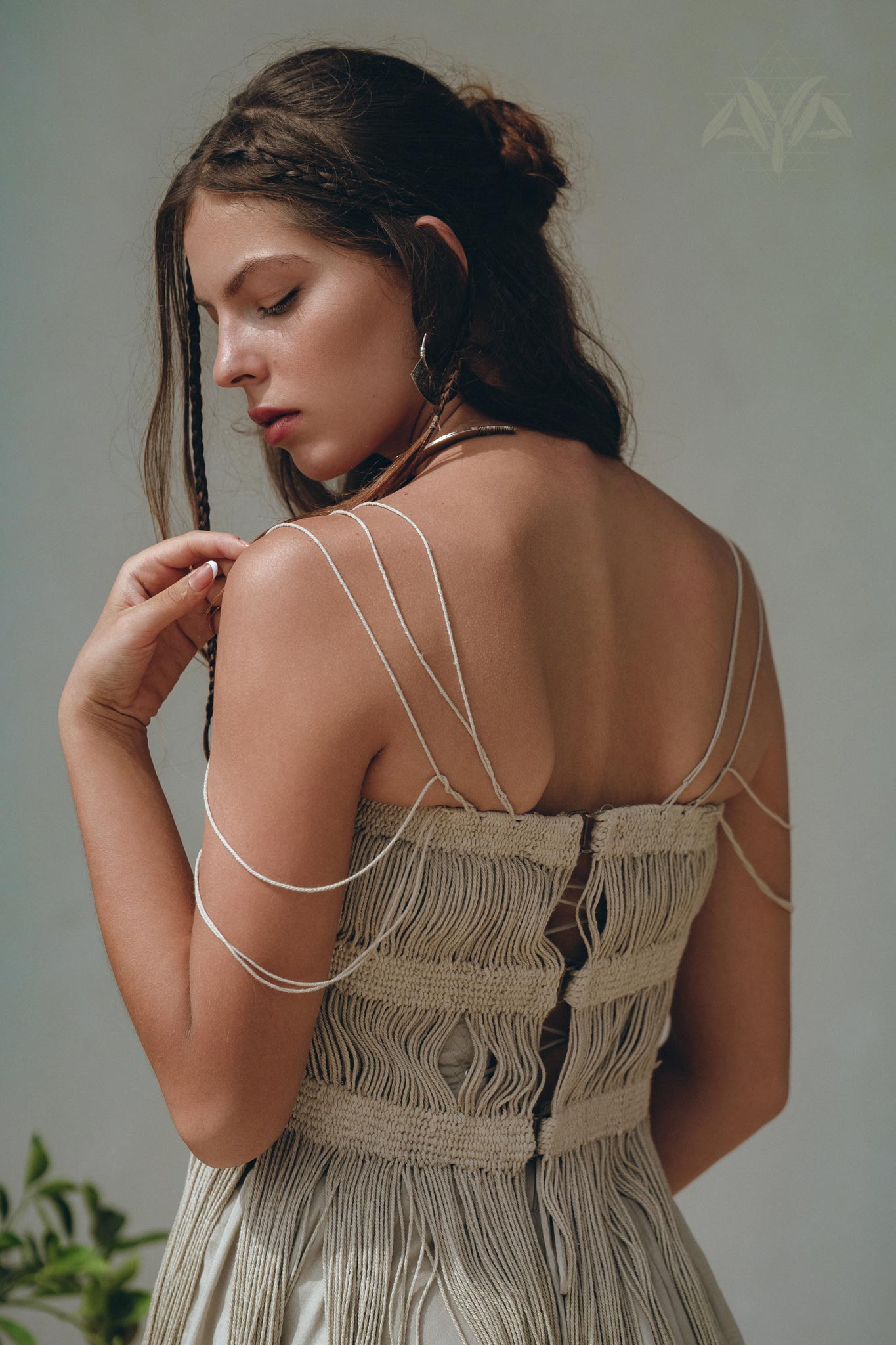 Sage Green Tribal Goddess Slip Over • Ethnic Handwoven Macrame Layer Up Sheer Net - AYA SW IDR