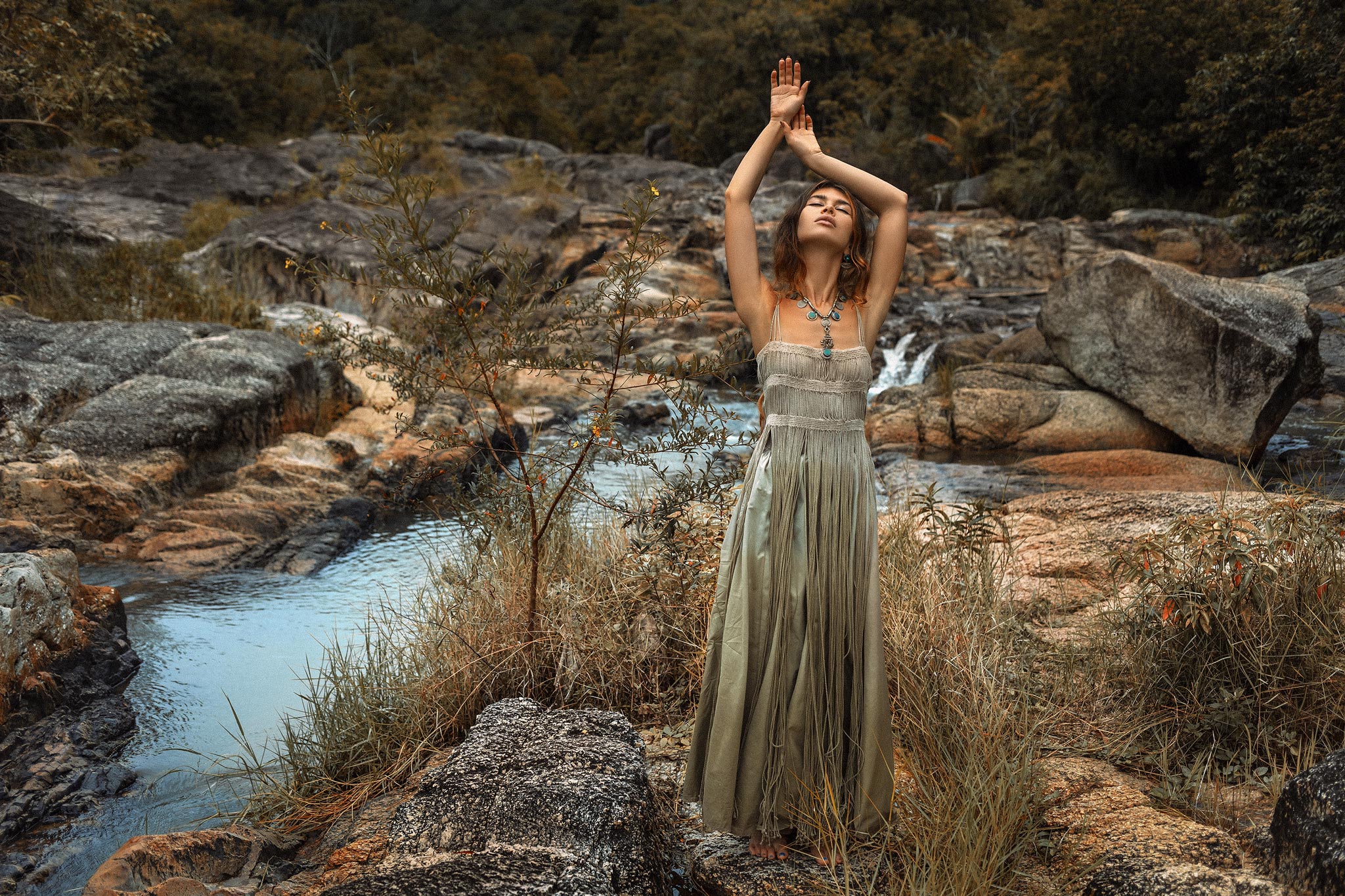 Sage Green Tribal Goddess Slip Over • Ethnic Handwoven Macrame Layer Up Sheer Net - AYA SW IDR