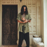 Sage Green Tribal Kimono Robe for Men - AYA SW IDR